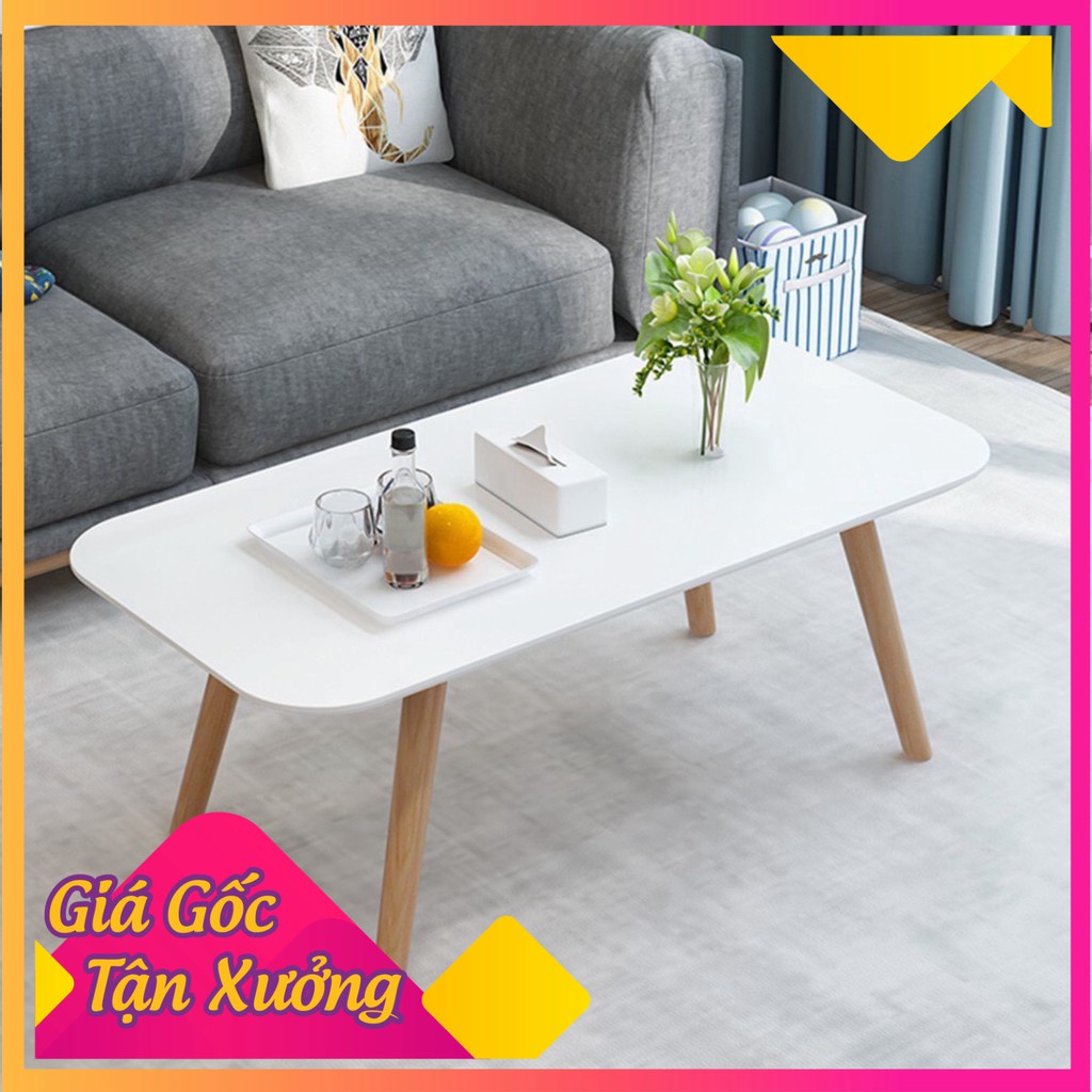 Bàn trà sofa cafe chữ nhật, mặt bàn bo góc cua mềm mại, chân gỗ tự nhiên - Havaco | BigBuy360 - bigbuy360.vn