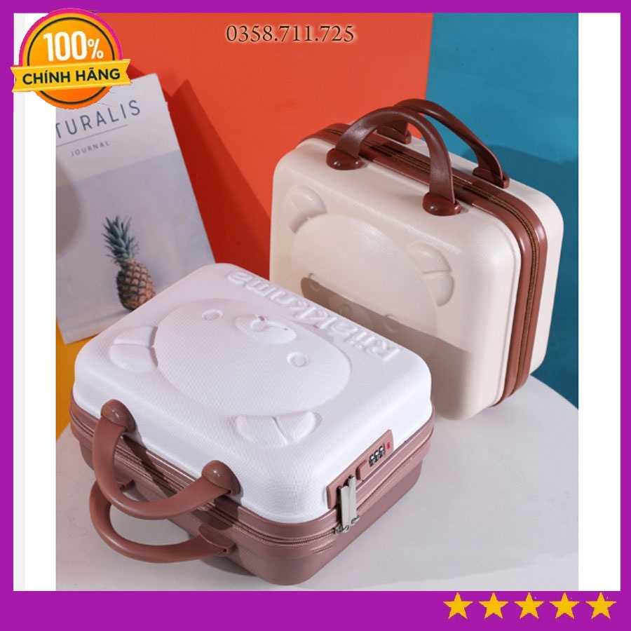Valy du lịch mini hình Gấu dễ thương, cốp đựng đồ trang điểm tiện lợi