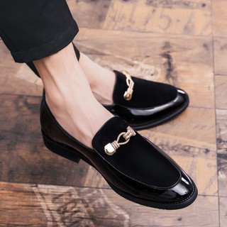 Luxury glossy black loafers for men