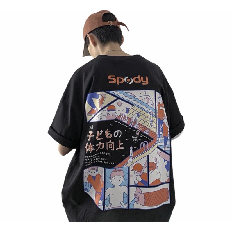 Áo Thun tay lỡ YAYSHOP phông unisex nam nữ form rộng vải cotton mềm mịn Bơi Lội kèm hình thật