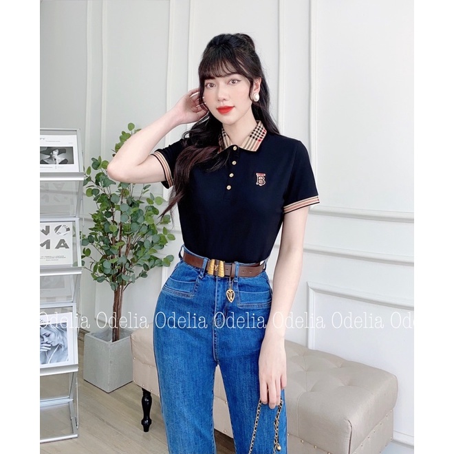 Áo thun polo nữ ngắn tay viền kẻ - A5811