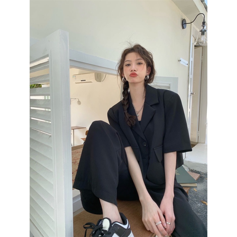 Porozi Áo khoác vest  tay ngắn phong cách Hàn Quốc thời trang dành cho nữ