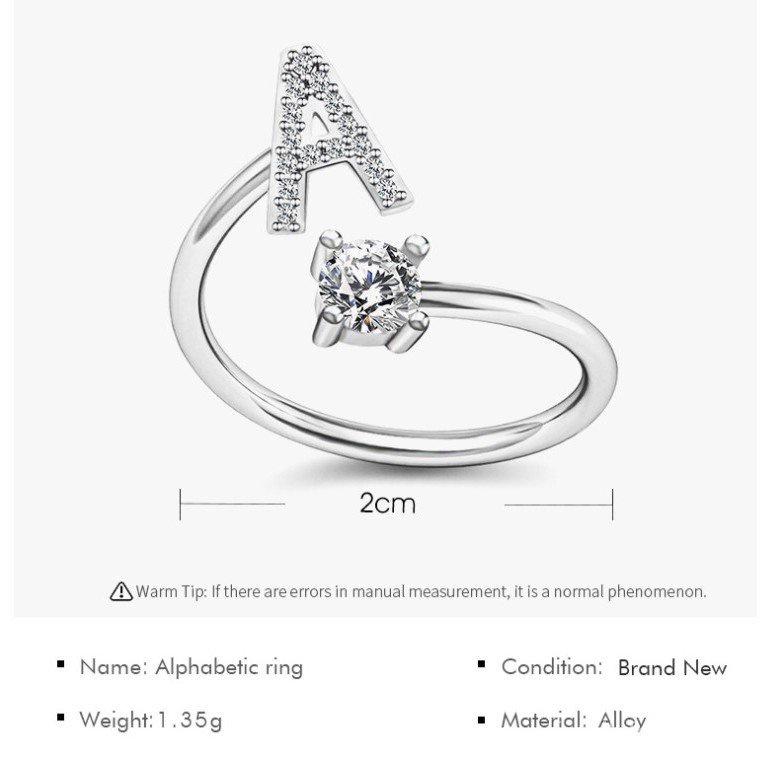 Nhẫn kim cương 26 chữ cái A-Z sáng tạo