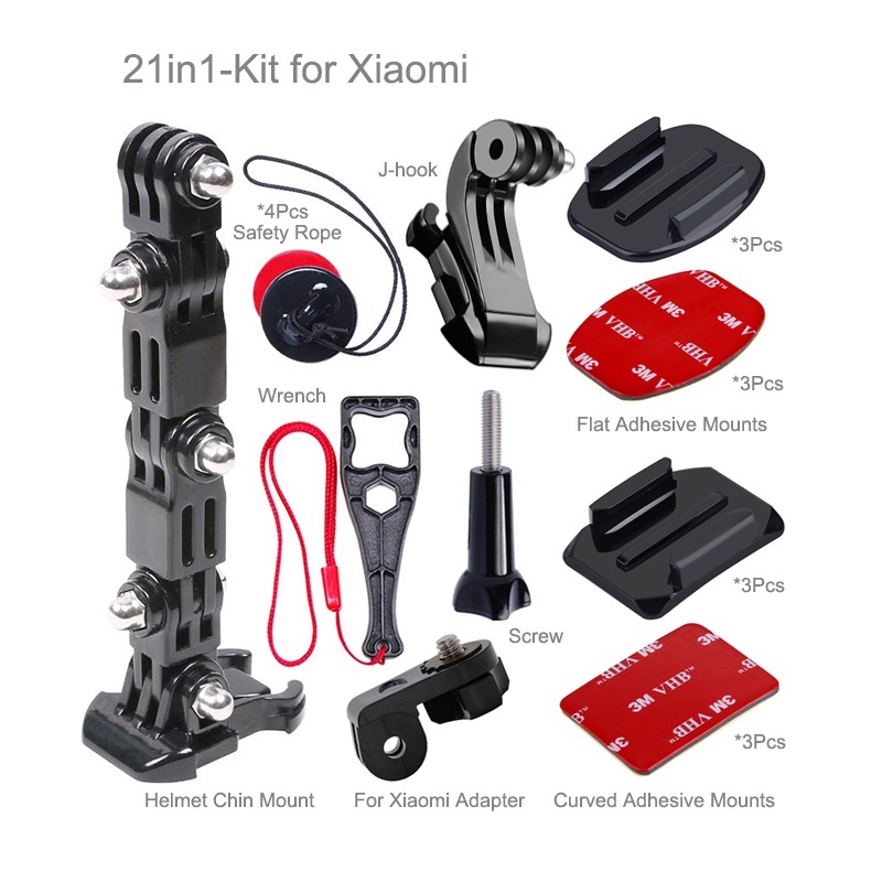 Bộ Phụ Kiện Khóa Cài Chữ J 21 Trong 1 Gắn Mũ Bảo Hiểm Cho GoPro Hero 10 9 8 7 6 5 Xiaomi Sjcam Eken Go Pro