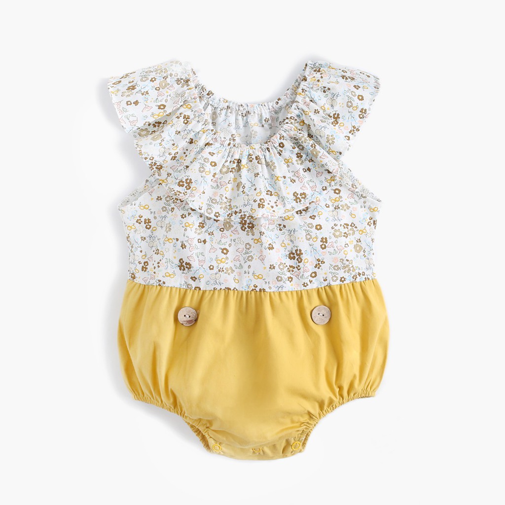 Sanlutoz Áo Liền Quần Tay Ngắn Bằng Vải Cotton In Hoa Dành Cho Bé Gái