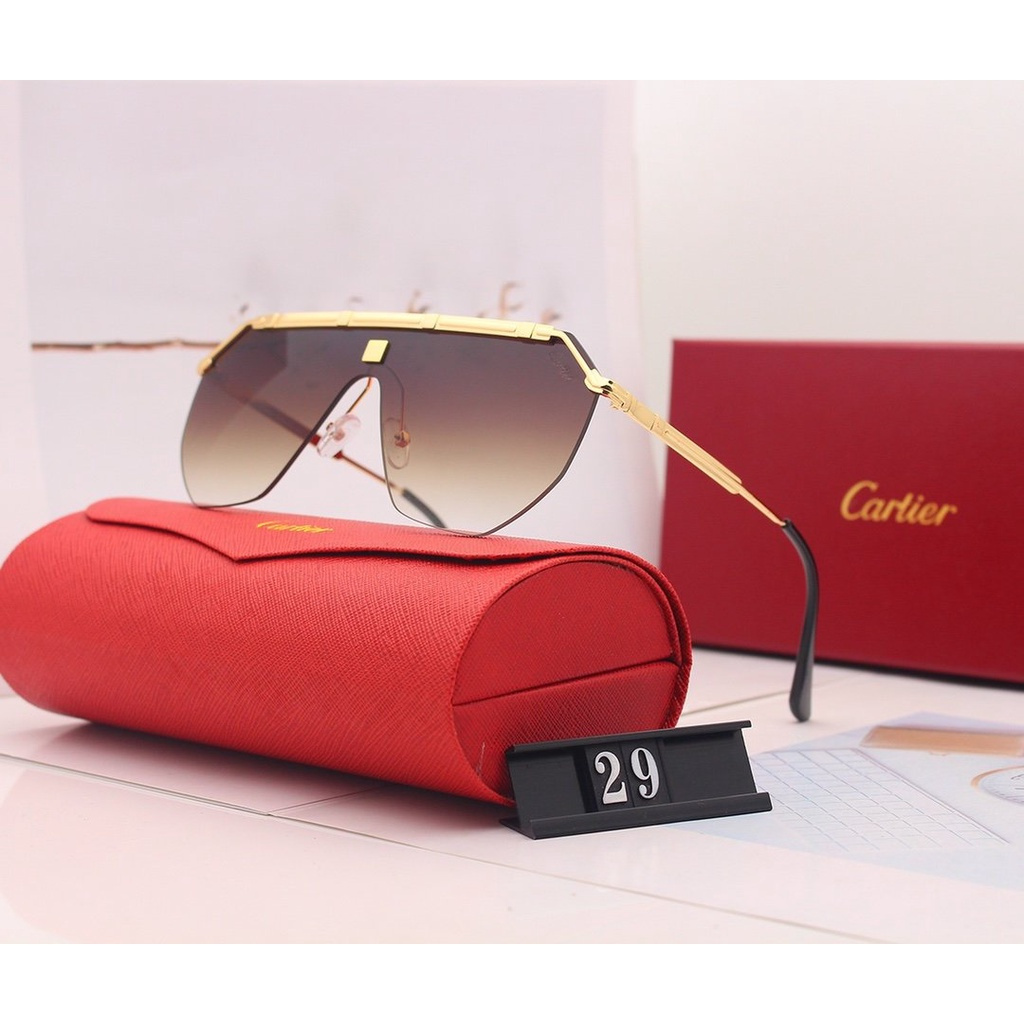 Cartier_ 2021 Mới Thời trang Hàn Quốc Khung lớn Màu phim Kính râm Nam và Nữ Xu hướng Cặp đôi Đường phố Chụp Trăm Phù hợp Trang trí Thời trang Du lịch Kỳ nghỉ Chống tia cực tím Kính râm đi biển