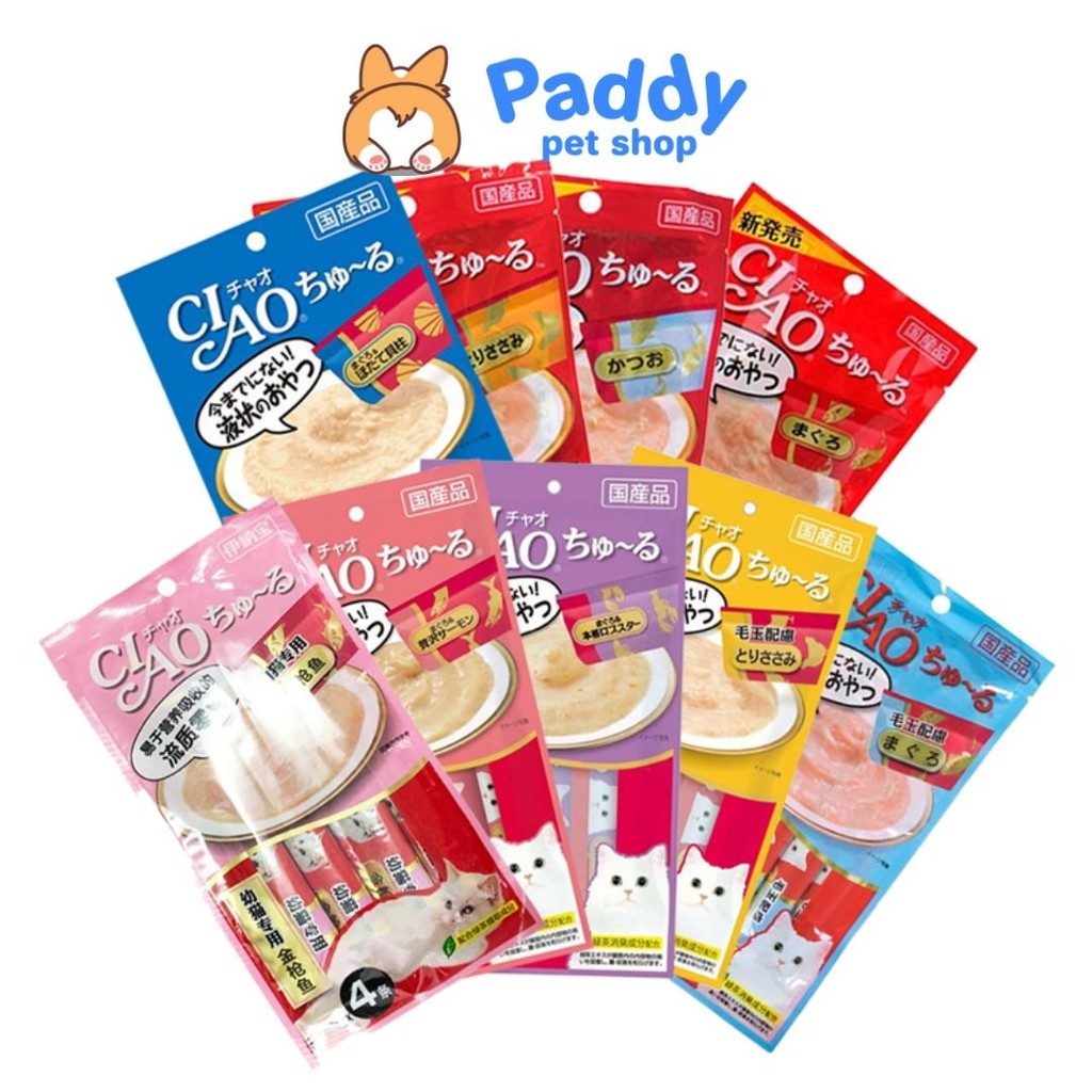 Súp Thưởng Mèo Ciao Churu Mix Nhiều Vị - Gói 4 tuýp