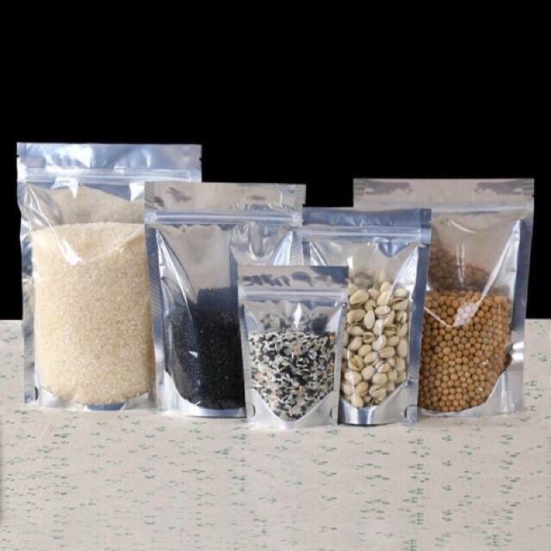 10 cái túi zip đáy đứng 1 mặt trong 1 mặt bạc size 15x22cm