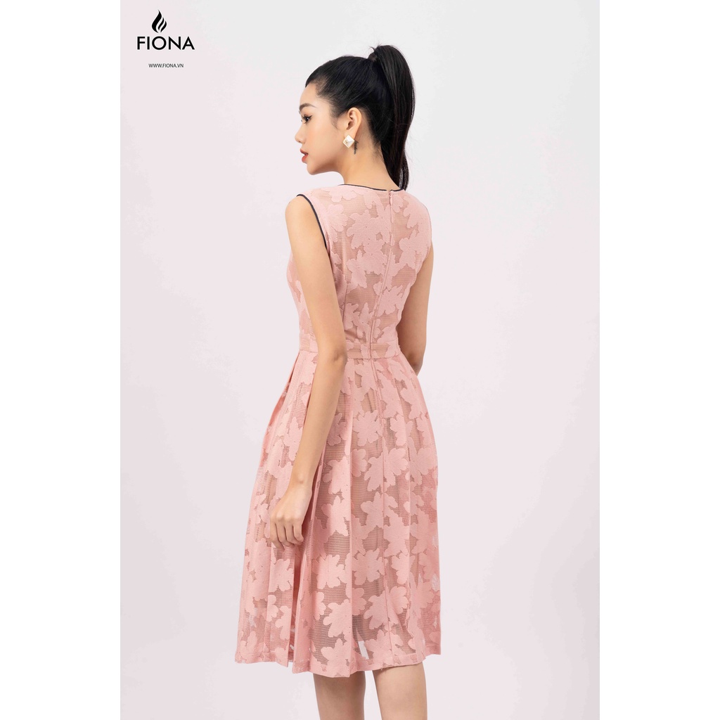 Đầm ren nữ dáng xòe, đầm xếp ly, đầm nữ thiết kế cổ tròn, sát nách FIONA F450708