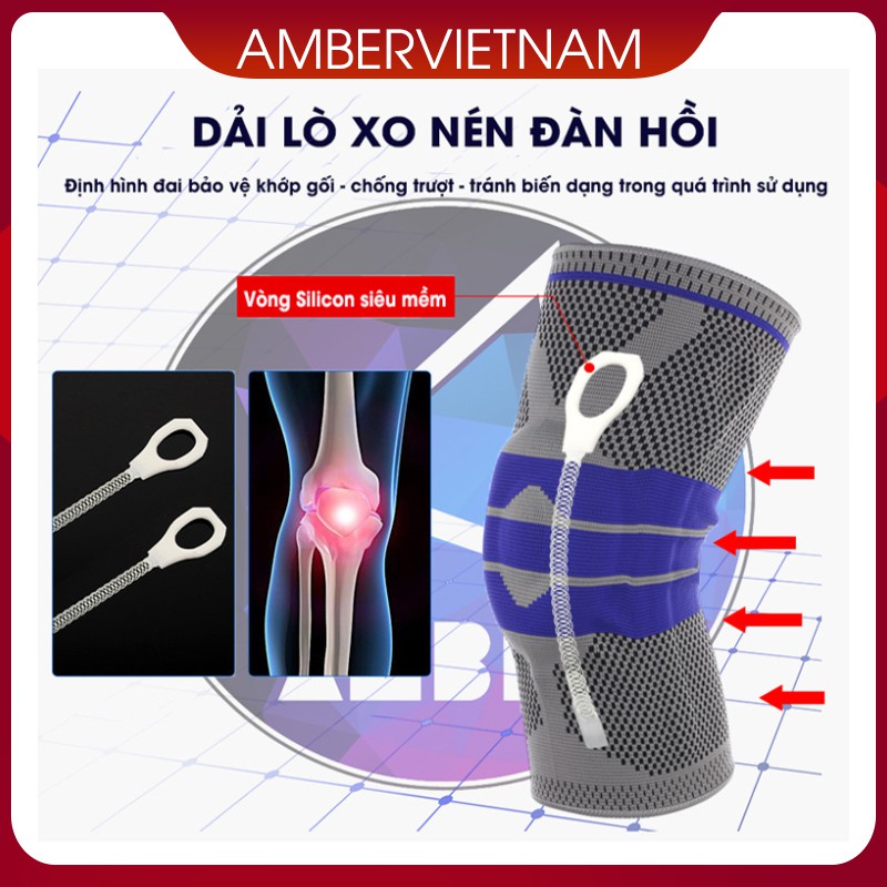 Đai Bảo Vệ Khớp Gối Amber Vietnam Đệm Silicon AB01 - Size S (1 Đôi)