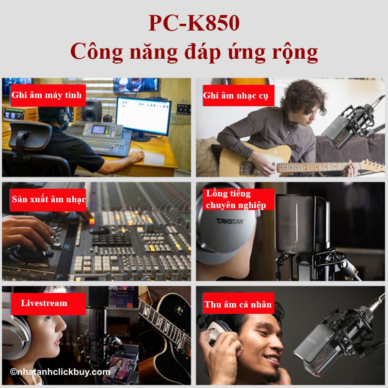 MICRO TAKSTAR PC-K850 ⚡ HÀNG CHÍNH HÃNG⚡ Thu Âm Livestream Hát Karaoke Cao Cấp chuyên nghiệp Bảo Hành 1 Năm