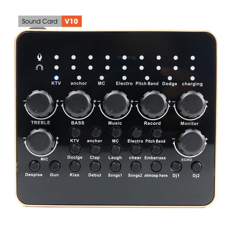 Sound Card V10 - Sound Card Thu Âm, Live Stream, Karaoke, Có Bluetooth, AutoTune, Giả Dọng, Tặng Kèm Remote