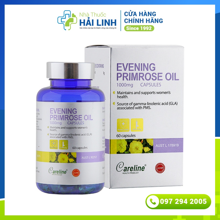 Tinh dầu hoa anh thảo Úc Careline Evening Primrose Oil 1000mg⚡Mua 1 tặng 1⚡Nhập khẩu Úc tăng cường sinh lý nữ