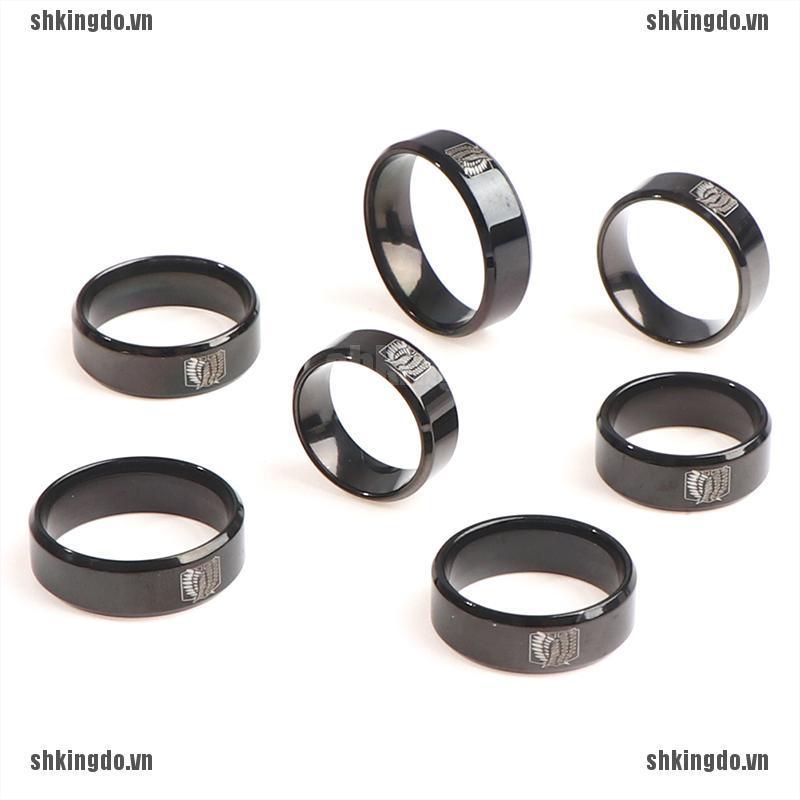 SKINDO Black Titanium Stainless Steel Ring Wings Of Liberty Flag Finger Rings