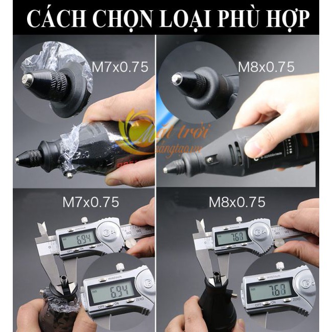 Đầu kẹp mũi khoan, khắc linh hoạt M7/M8 (mâm cặp)