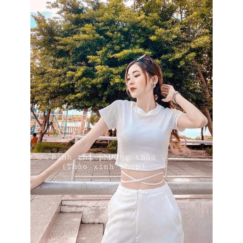 Áo croptop CUỐN dây ( KÈM HÌNH THẬT ) | BigBuy360 - bigbuy360.vn