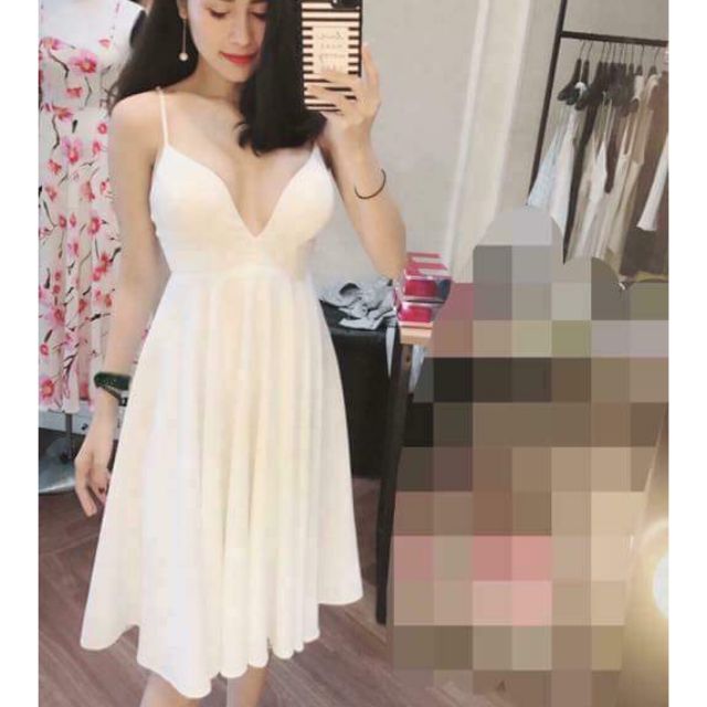 Đầm xòe 2 dây cúp ngực