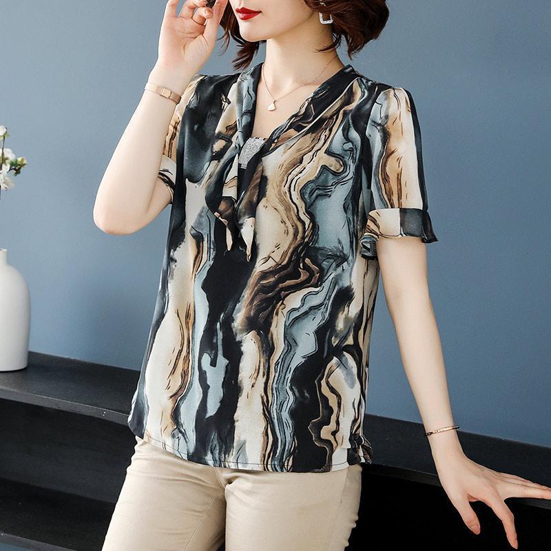 Áo Sơ Mi Voan Mỏng Kiểu Phương Tây Thời Trang Mùa Hè Cho Nữ Trung Niên