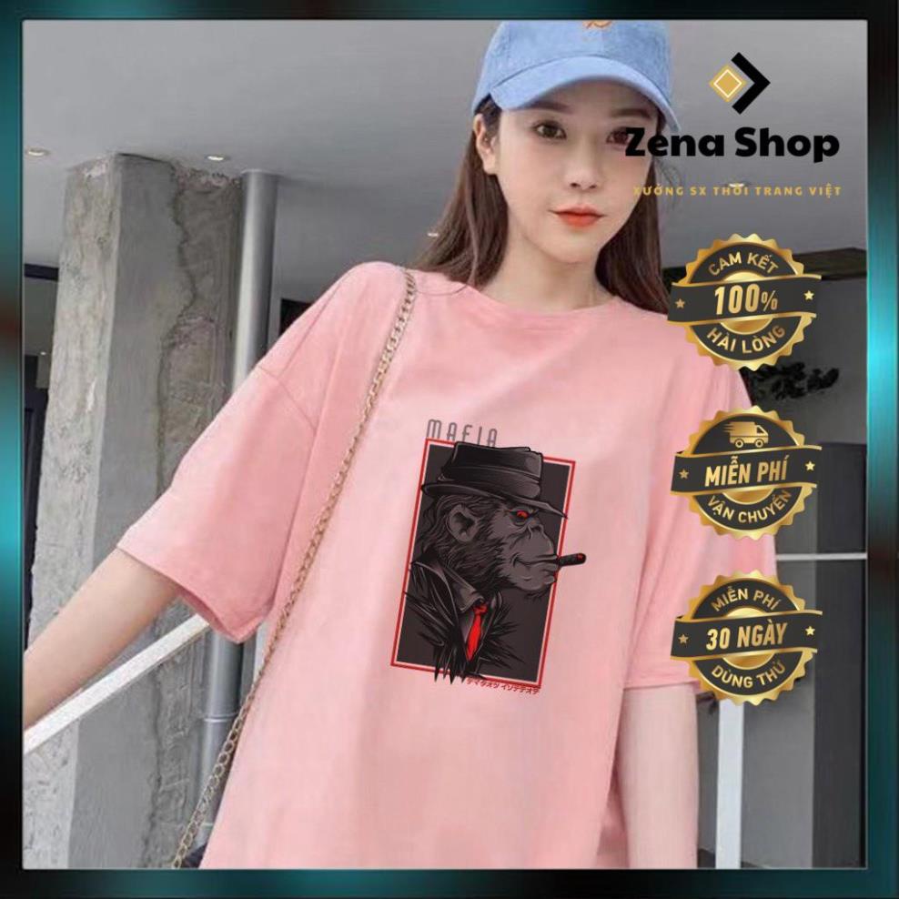 Áo Thun Tay Lỡ In Khỉ Mafia