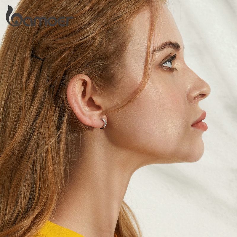 Hoa tai Bamoer dạng vòng tròn hình ngôi sao mặt trăng thời trang cho nữ