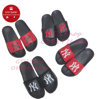 (4 Màu) Dép nam quai ngang thời trang mặt da 8 phối màu chữ NY Cực Chất –GTH SHOP