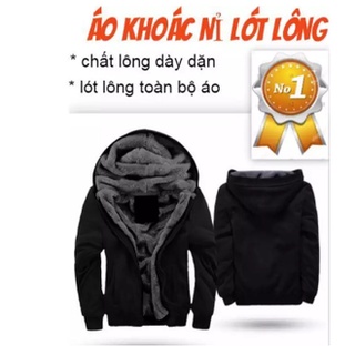 Áo khoác nỉ nam lót lông toàn bộ áo-siêu ấm -màu lông lót ngẫu nhiên