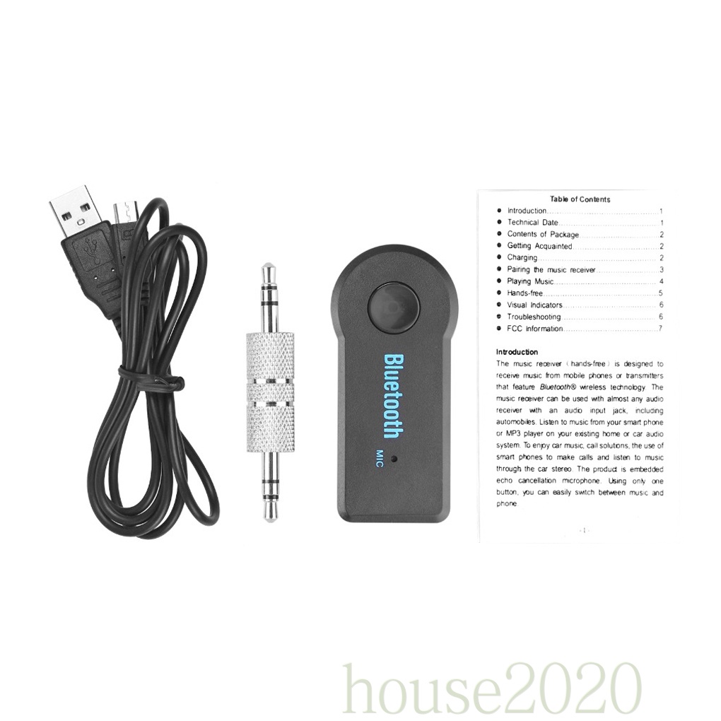 Đầu thu tín hiệu tương thích bluetooth 0.5mm không dây jack cắm 3.5mm tiện dụng