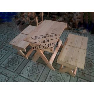 Bộ bàn ghế gỗ xếp gọn màu gỗ-Noithatthoithuong.vn