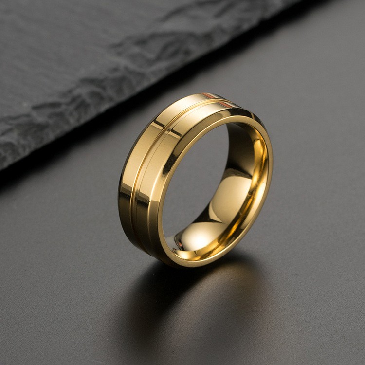 Nhẫn thép titan mịn đơn giản sành điệu cho nam qf031