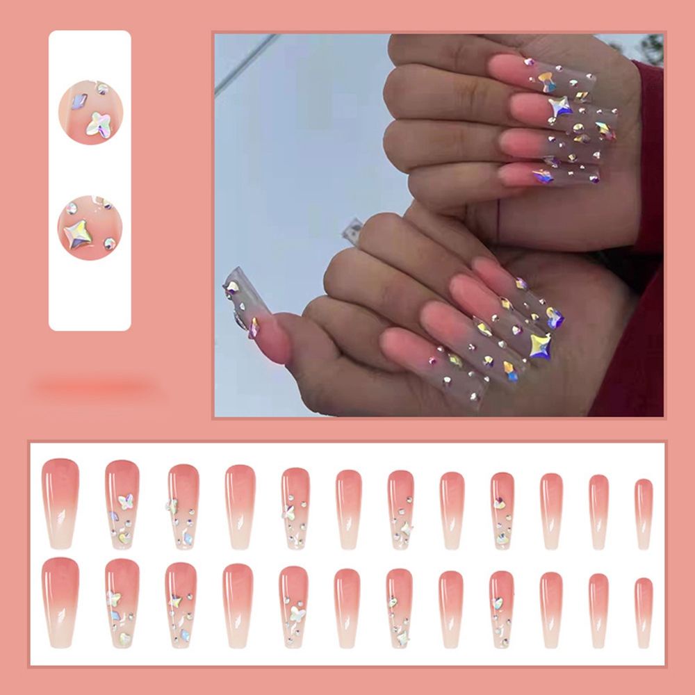 [Hàng mới về] Hộp 24 móng tay giả thiết kế có thể tháo rời phong cách Pháp