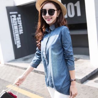 ÁO SƠ MI JEAN FORM DÀI TÀ BO_A495