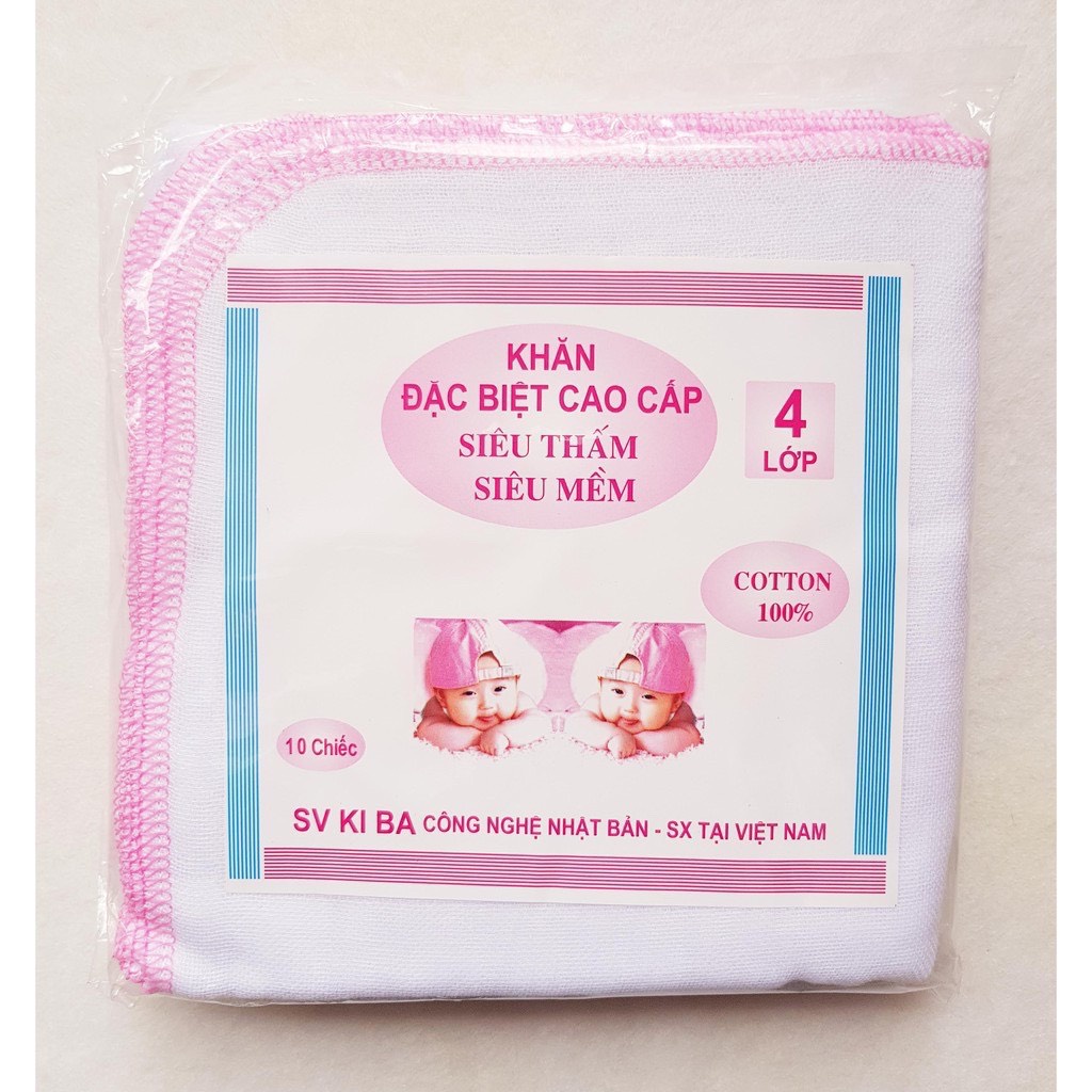 Khăn Sữa Khăn Xô KiBa Siêu Mềm 2 Lớp 3 Lớp 4 Lớp (SET 10)