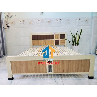 Giường sắt kiểu gỗ kích thước ngang 1M8 dài 2M – GS49