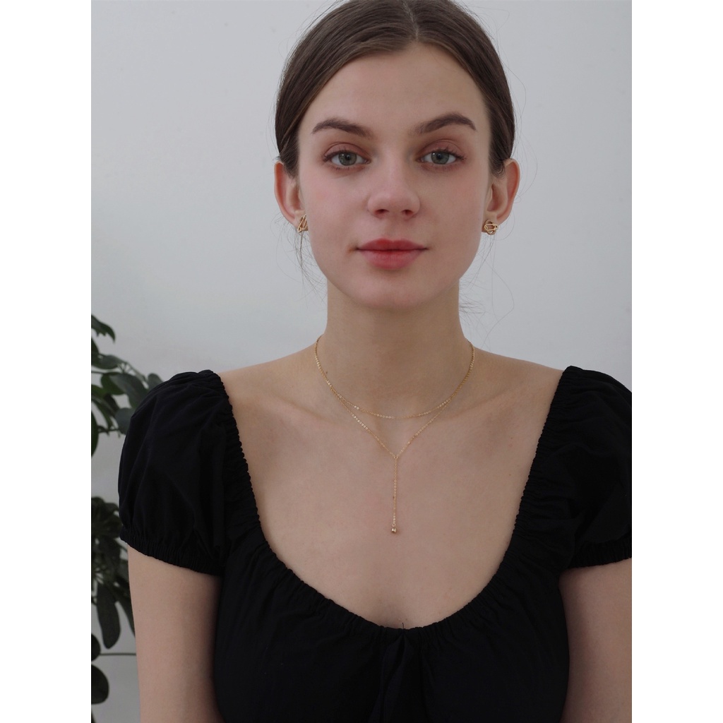 Dây chuyền nữ bạc 925 Eleanor Accessories thiết kế hai dây dáng dài đơn giản phụ kiện trang sức dễ thương