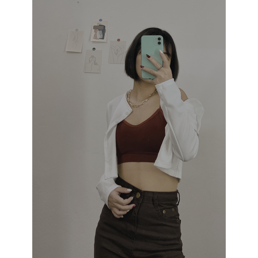 Áo bra thun gân tăm không gọng hở lưng 2 dây gợi cảm co dãn freesize Pandinee BRA01