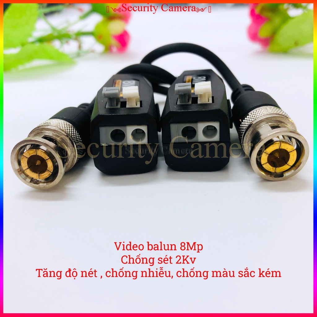 Video balun 8Mp/ 5Mp chống sét dùng để chuyển đổi dây mạng thành cáp đồng trục liền nguồn