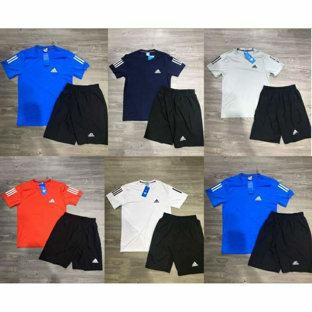 Bộ thể thao nam phối sọc cổ tròn