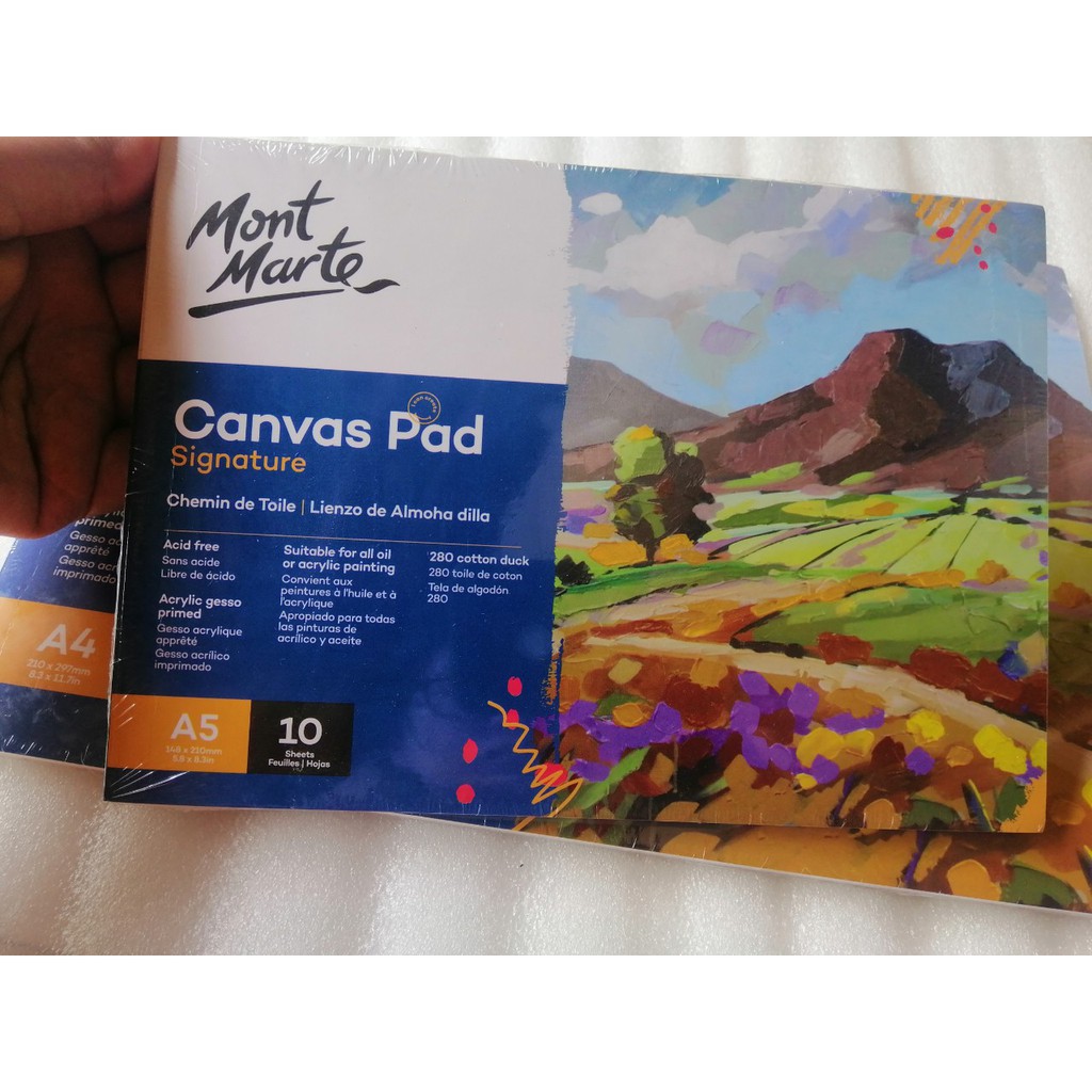 Toan vẽ Mont Marte Canvas Pad A5/A4/A3 vẽ tranh acrylic, Guoache, sơn dầu