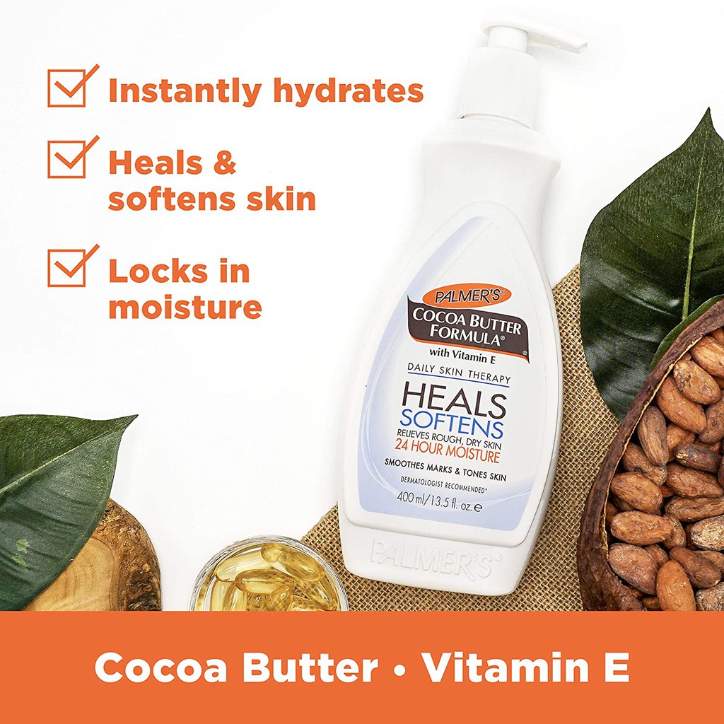 Dưỡng thể hàng ngày Palmer's Cocoa Butter Formula Daily Skin Therapy Body Lotion with Vitamin E 400ml (Mỹ)