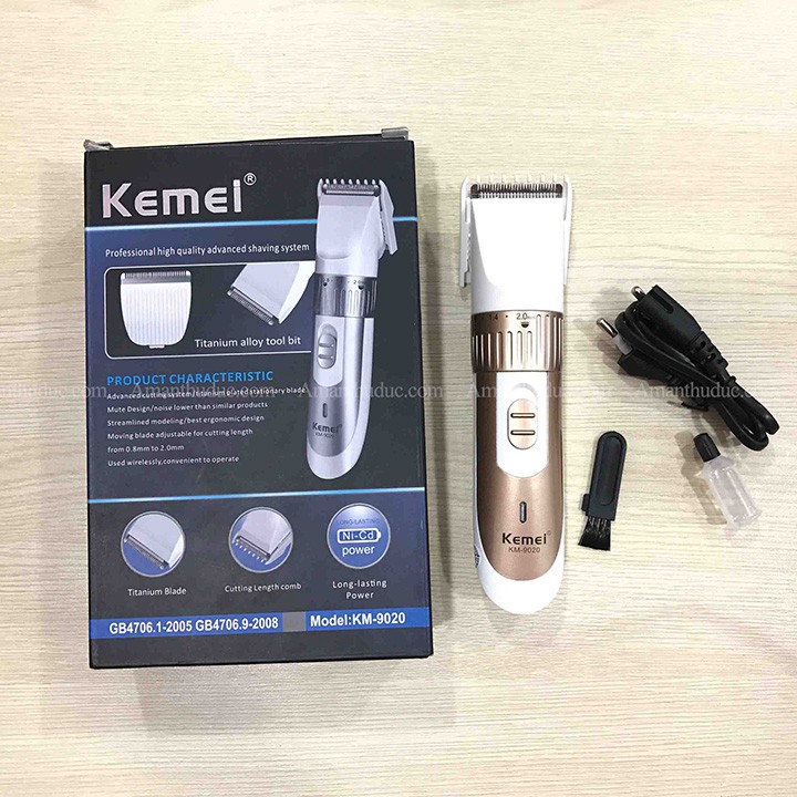 Tông đơ máy cắt tóc chuyên nghiệp có sạc pin Kemei Km9020