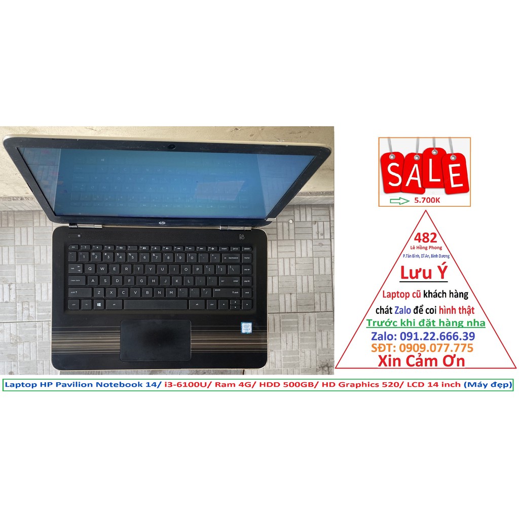 Laptop HP Pavilion Notebook 14/ i3-6100U/ Ram 4G/ HDD 500GB/ HD Graphics 520/ LCD 14 inch (Máy đẹp) | BigBuy360 - bigbuy360.vn