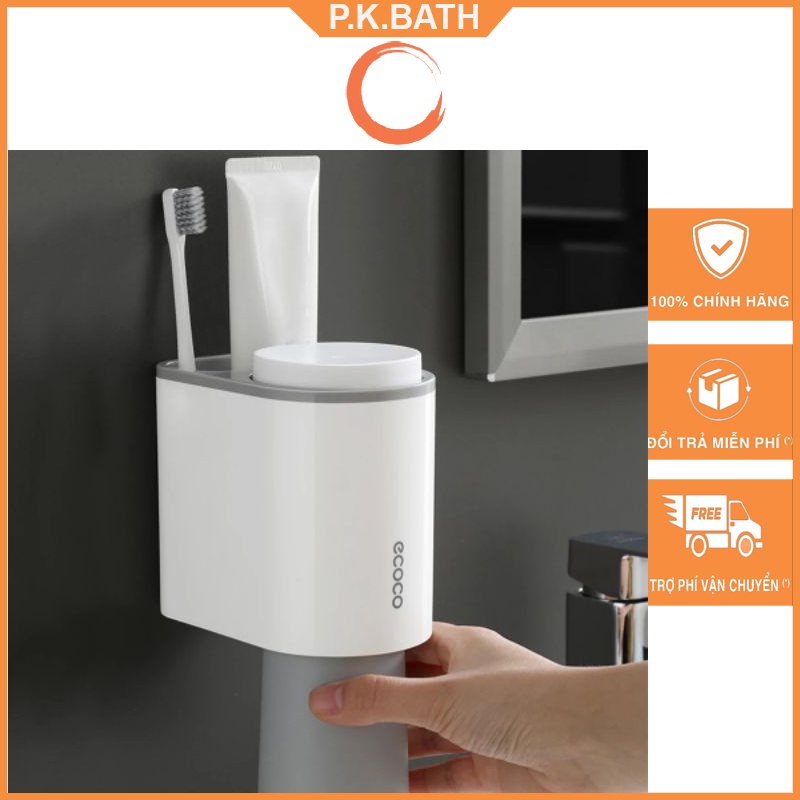 Kệ Nhà Tắm - Giá Đựng Cốc Và Bàn Chải Đánh Răng ECOCO Dính Tường ( Tặng Kèm 2 Cốc )
