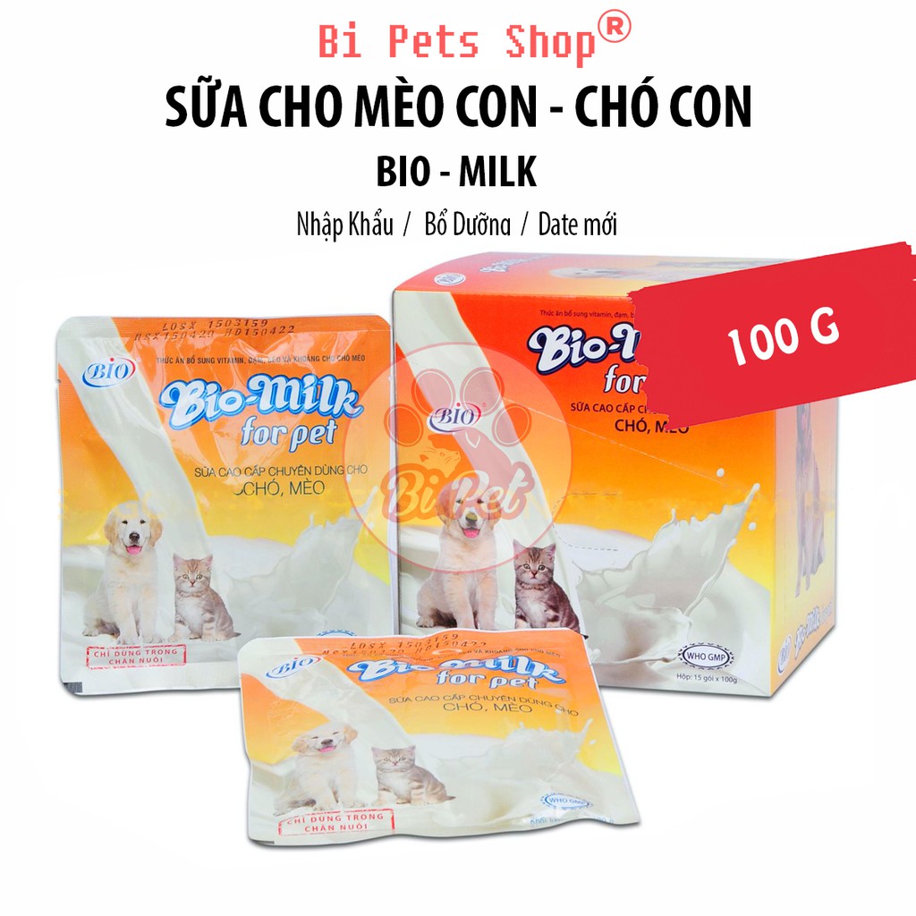  [HÀ NỘI] Sữa Cho Mèo Con Chó Con 💥 CHÍNH HÃNG - GIÁ RẺ 💥Sữa Bio Milk for Pet Gói 100g