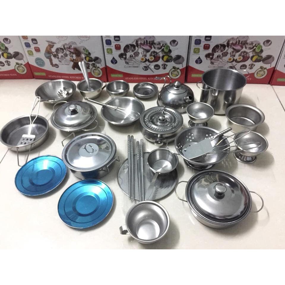 Mô hình đồ chơi inox nấu ăn 40 món cho bé