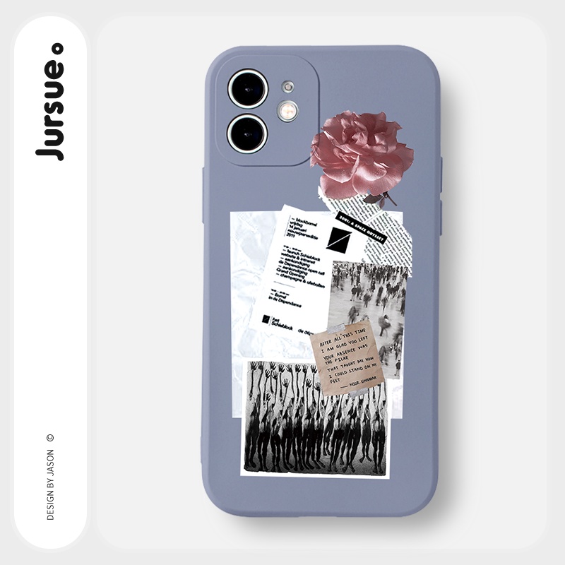 Ốp lưng JURSUE mềm chống bẩn hình dễ thương đẹp đen cho iPhone 13 12 11 Pro Max SE 2020 X XR XS 8 7 ip 6S 6 Plus Y1772