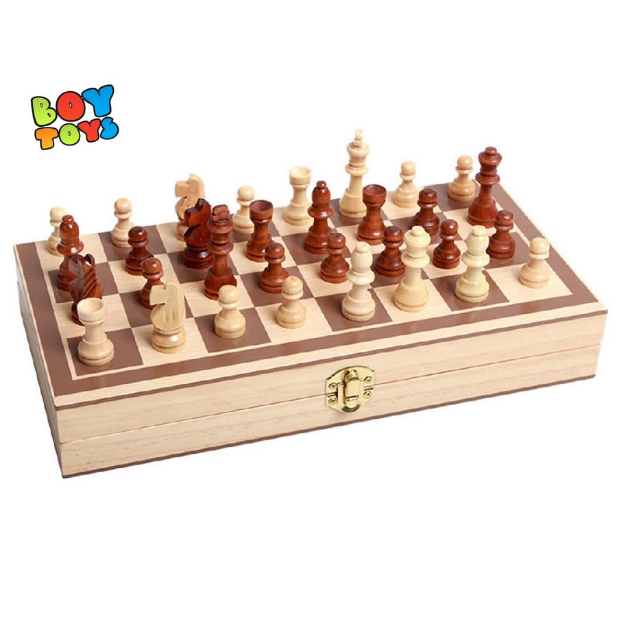 Bộ bàn cờ vua bằng gỗ cao cấp, sang trọng 29x28cm, loại hộp gấp gọn