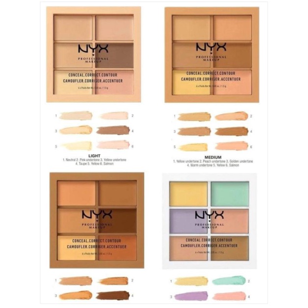 Bảng kem che khuyết điểm và tạo khối NYX Conceal Correct Contour Palette (1.5g)