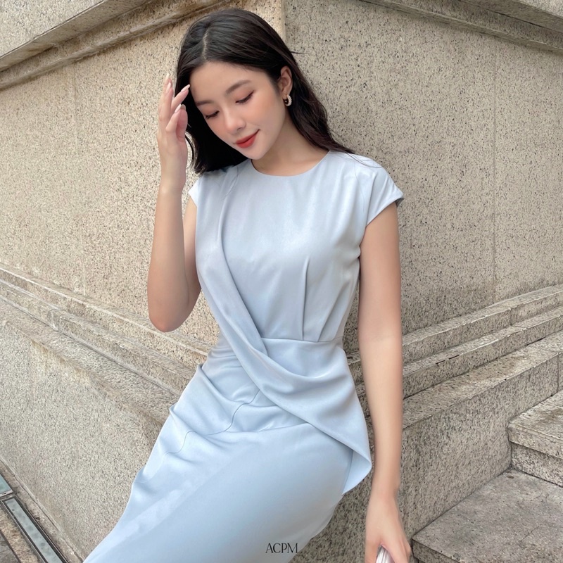 Luna dress / Đầm midi ngắn tay nhún eo