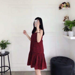 Đầm baby caro đuôi cá