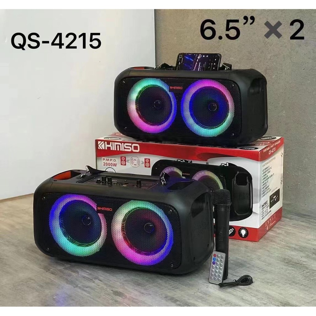 Loa Bluetooth Karaoke KIMISO QS-4215 (Bass đôi 6.5"x2, 1 Micro không dây)